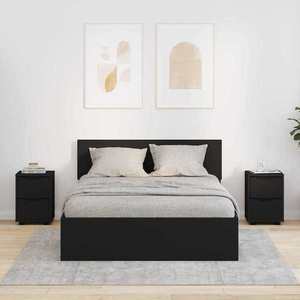 vidaXL Mese de noptieră 2 pcs Negru 30, 5 x 30 x 43 cm Lemn compozit imagine