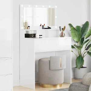 vidaXL Mese de toaletă pentru dormitor Alb lucios 80 x 39, 6 x 135 cm imagine