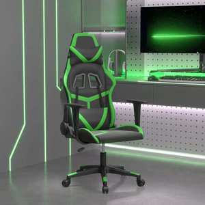 vidaXL Scaun de gaming de masaj, negru și verde, piele ecologică imagine
