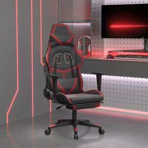 vidaXL Scaun de gaming masaj/suport picioare negru/roșu vin piele eco imagine