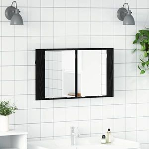 vidaXL Dulap cu oglindă pentru baie Stejar Negru 80 x 12 x 45 cm imagine