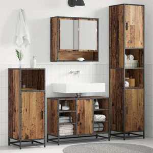 vidaXL Set de mobilier pentru baie 3 pcs Lemn Vechi Lemn compozit imagine