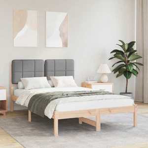 vidaXL Cadru de pat cu tăblie tapițată Gri deschis 120 x 200 cm imagine