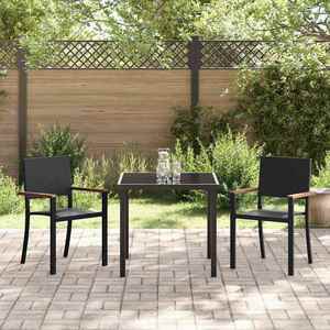 vidaXL Set de masă pentru grădină 3 pcs Negru Rattan poli imagine