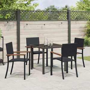 vidaXL Set de masă pentru grădină 5 pcs Negru Rattan poli imagine