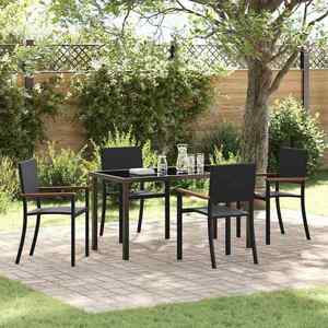 vidaXL Set de masă pentru grădină 5 pcs Negru Rattan poli imagine