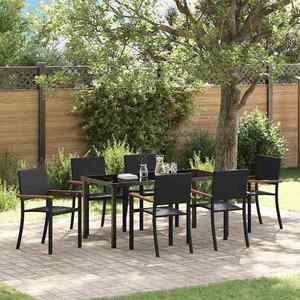 vidaXL Set de masă pentru grădină 7 pcs Negru Rattan poli imagine