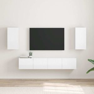 vidaXL Dulap TV de perete Pe perete 2 pcs Alb Lucios 30 x 31 x 60 cm imagine