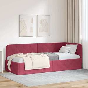vidaXL Cadru de pat colțar cu headboard Roșu Vin 80 x 200 cm Catifea imagine