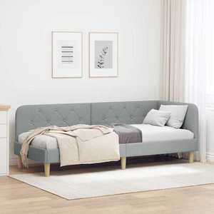 vidaXL Cadru de pat colțar Gri deschis 80 x 200 cm țesătură imagine