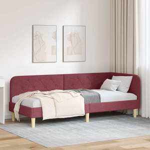 vidaXL Cadru de pat colțar cu headboard Roșu Vin 80 x 200 cm țesătură imagine