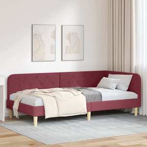 vidaXL Cadru de pat colțar cu headboard Roșu Vin 90 x 200 cm țesătură imagine
