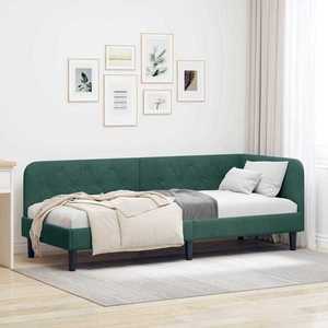 vidaXL Cadru de pat colțar Verde închis 80 x 200 cm Catifea imagine