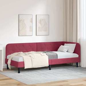 vidaXL Cadru de pat colțar cu headboard Roșu Vin 80 x 200 cm Catifea imagine