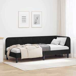 vidaXL Cadru de pat colțar cu headboard Negru 80 x 200 cm Catifea imagine