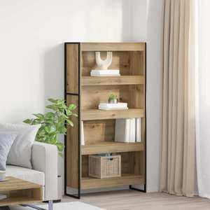 vidaXL Dulap pentru cărți 2 pcs Stejar artizanal 80 x 30 x 155 cm imagine