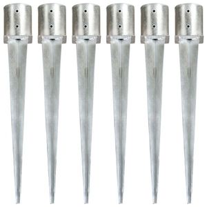 vidaXL Țăruși de sol, 6 buc., argintiu, 12 x 91 cm, oțel galvanizat imagine