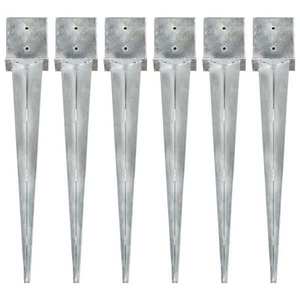 vidaXL Țăruși de sol, 6 buc., argintiu, 14x14x91 cm, oțel galvanizat imagine