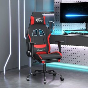 vidaXL Scaun de gaming cu suport picioare, negru și roșu, textil imagine