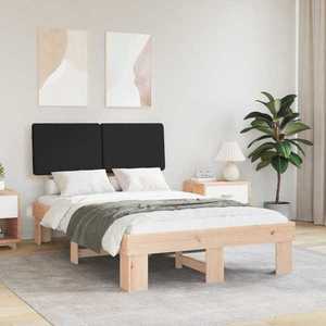 vidaXL Cadru de pat cu tăblie tapițată cu headboard Negru 120 x 200 cm imagine