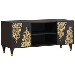 vidaXL Cabinet TV cu raft Negru 105 x 33 x 46 cm Lemn de mango solid imagine