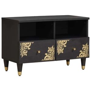 vidaXL Cabinet TV cu sertar Negru 70 x 33 x 46 cm Lemn de mango solid imagine