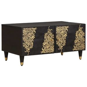 vidaXL Masă de cafea Negru 80 x 50 x 40 cm Lemn de mango solid imagine