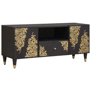 vidaXL Cabinet TV cu sertar Negru 105 x 33 x 46 cm Lemn de mango solid imagine