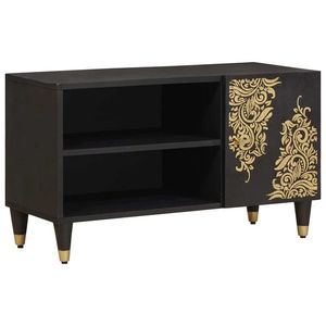 vidaXL Cabinet TV cu raft Negru 80 x 33 x 46 cm Lemn de mango solid imagine