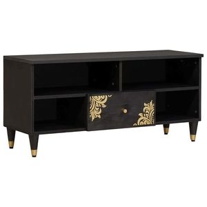 vidaXL Cabinet TV cu sertar Negru 100 x 33 x 46 cm Lemn de mango solid imagine
