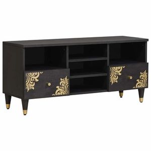 vidaXL Cabinet TV cu sertar Negru 100 x 33 x 46 cm Lemn de mango solid imagine