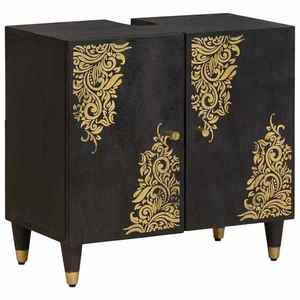 vidaXL Dulap de chiuvetă Negru 62 x 33 x 58 cm Lemn de mango solid imagine