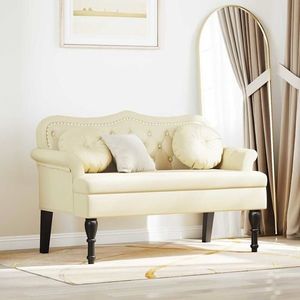 vidaXL Bancă Chesterfield Crem 120.5 x 65 x 75 cm Piele artificială imagine
