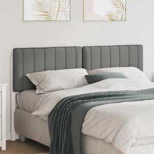 vidaXL Tăblie tapițată Alb și gri deschis 150 cm Lemn de pin masiv imagine