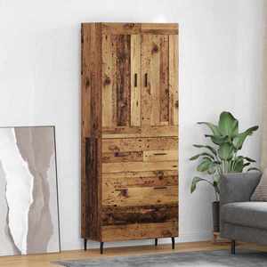 vidaXL Bufet cu sertar 2 pcs Lemn Vechi Lemn Stratificat și Sticlă imagine