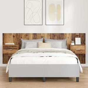 vidaXL Tăblie cu Noptieră cu sertar 3 pcs Lemn Vechi Lemn compozit imagine