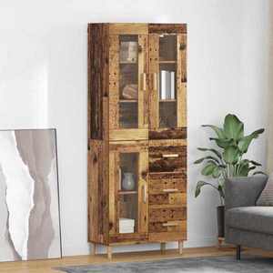 vidaXL Bufet cu sertar Lemn Vechi 69, 5 x 34 x 180 cm Lemn compozit imagine