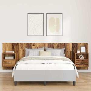 vidaXL Tăblie cu Noptieră cu sertar 3 pcs Lemn Vechi Lemn compozit imagine