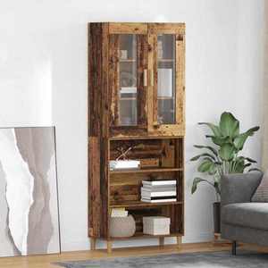 vidaXL Bufet Lemn Vechi 69, 5 x 34 x 180 cm Lemn Stratificat și Sticlă imagine