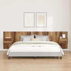 vidaXL Tăblie cu Noptieră cu sertar 3 pcs Lemn Vechi Lemn compozit imagine