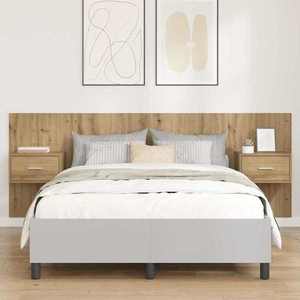 vidaXL Tăblie cu Noptieră 3 pcs Stejar Artizanal Lemn compozit imagine