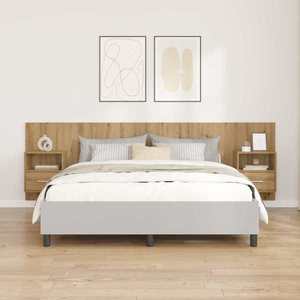 vidaXL Tăblie cu Noptieră cu raft 3 pcs Stejar Artizanal Lemn compozit imagine