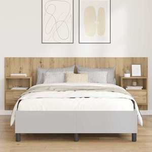 vidaXL Tăblie cu Noptieră cu raft 3 pcs Stejar Artizanal Lemn compozit imagine