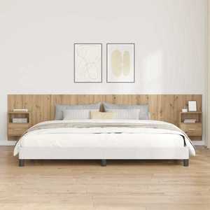 vidaXL Tăblie cu Noptieră cu raft 3 pcs Stejar Artizanal Lemn compozit imagine