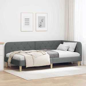 vidaXL Cadru de pat colțar Gri închis 100 x 200 cm țesătură imagine