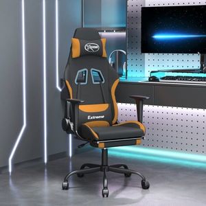 vidaXL Scaun de gaming cu suport picioare, negru și oranj, textil imagine