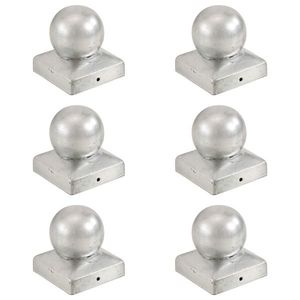 vidaXL Capace stâlpi tip glob, 6 buc., 71 x 71 mm, metal galvanizat imagine