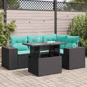 vidaXL Set de canapea cu pernă Negru 55 x 55 x 37 cm poliratan imagine