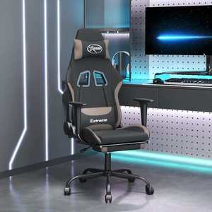 vidaXL Scaun de gaming cu taburet, negru și gri taupe, textil imagine