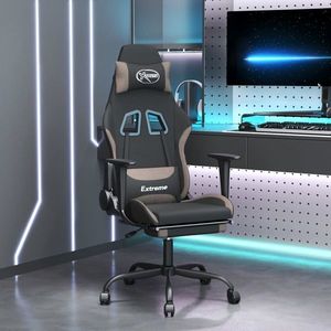 vidaXL Scaun de gaming cu masaj/suport picioare, negru / taupe, textil imagine
